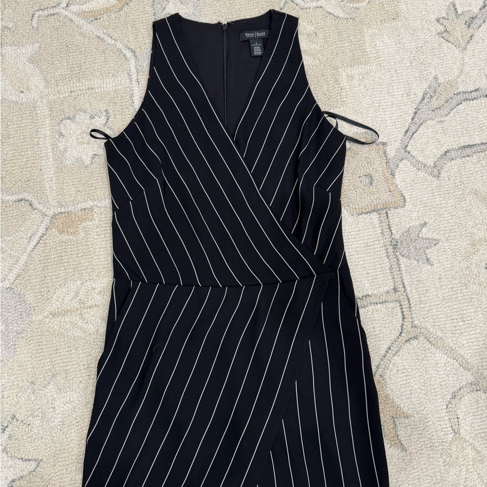 White House Black Market Black and White Striped Romper